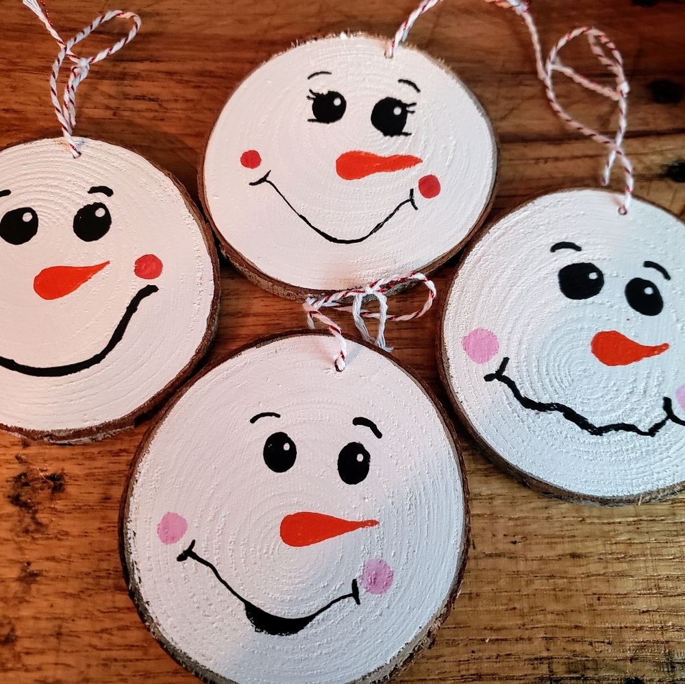 Wood snowmen ornaments